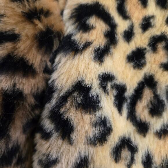 Neiman Marcus Leopard Print Coat Tan Faux Fur Plush Animal Dressy Winter 4 Girls - Picture 7 of 12